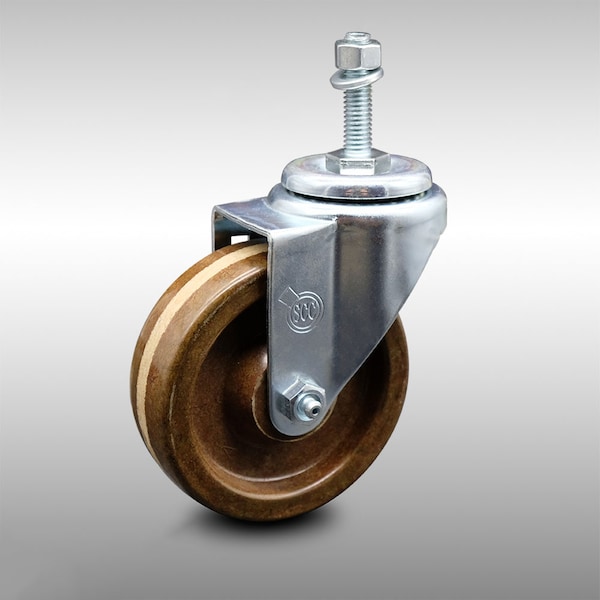 4 Inch SS High Temp Phenolic Wheel Swivel 3/8 Inch Threaded Stem Caster SCC